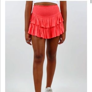 Coral Ruffle Mini Skirt